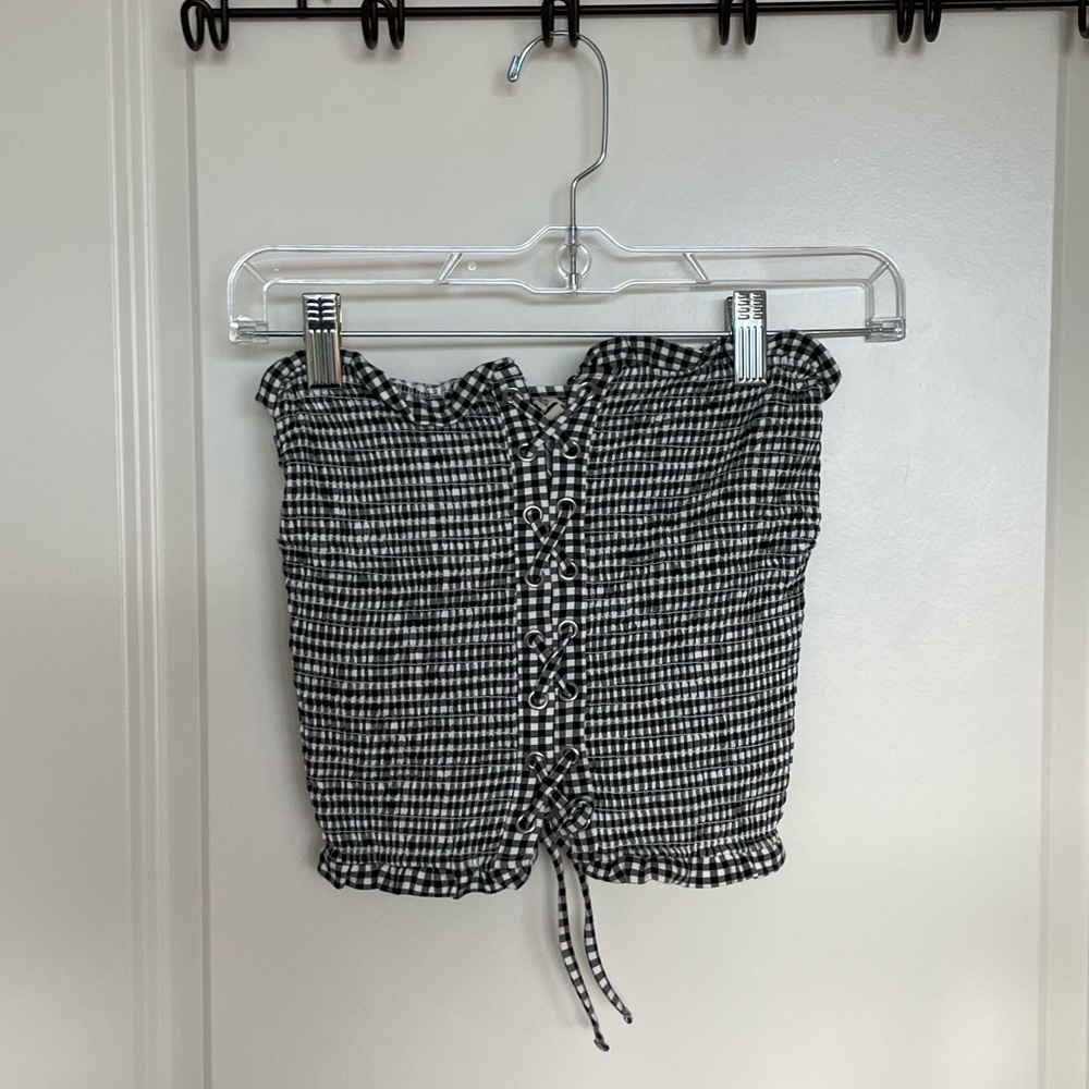 Express Black and White Strapless  Top